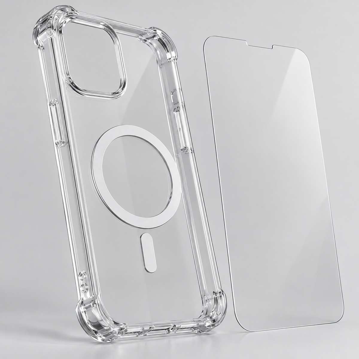 Clear Magnetic-Compatible Phone Case with Screen Protector