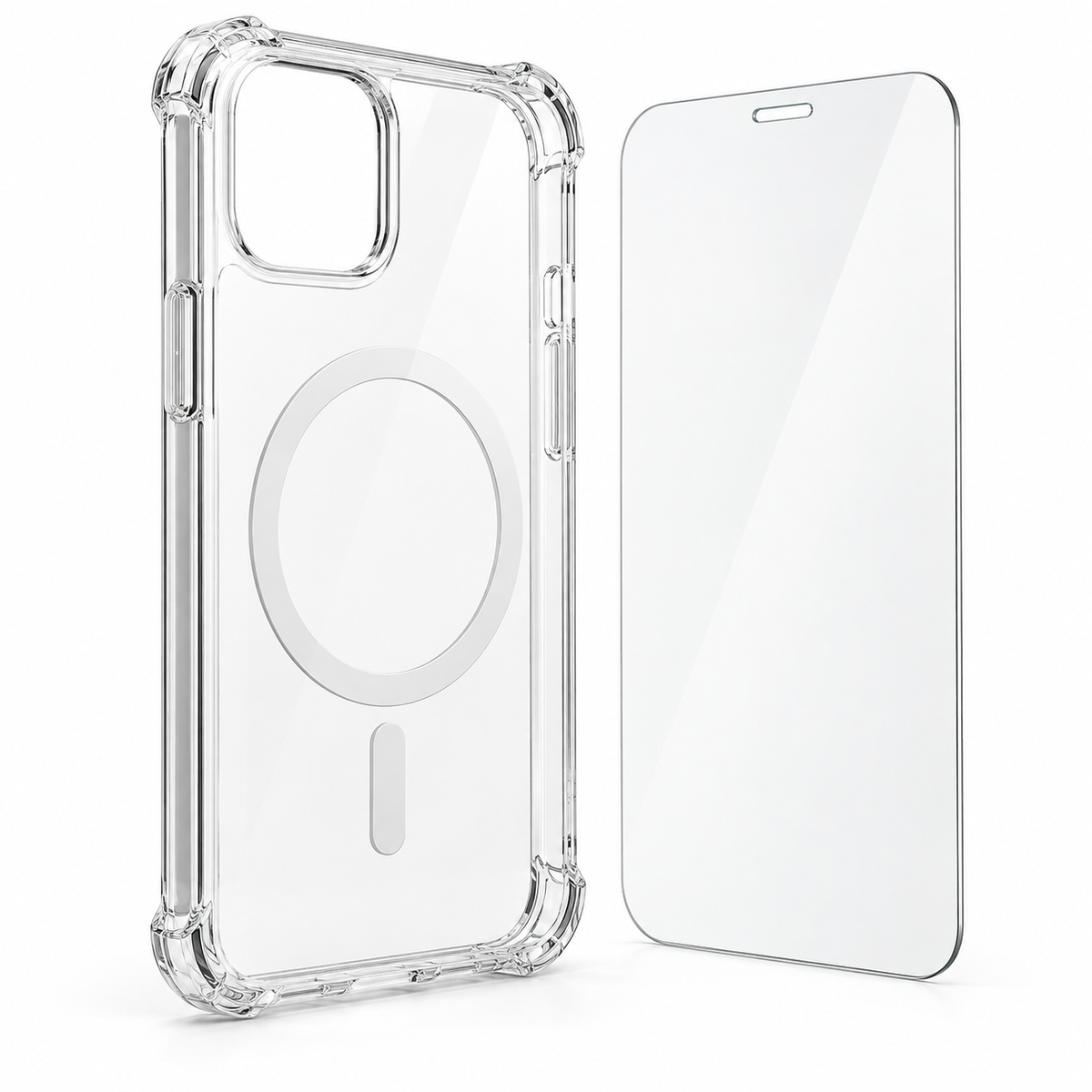 Clear Magnetic-Compatible Phone Case with Screen Protector