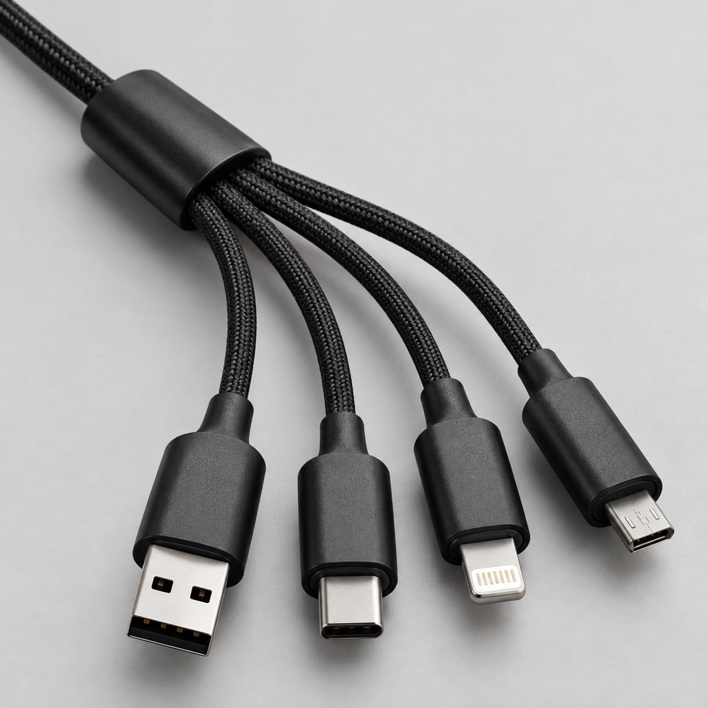 4-in-2 Multi-Connector Charging Cable, 5 ft