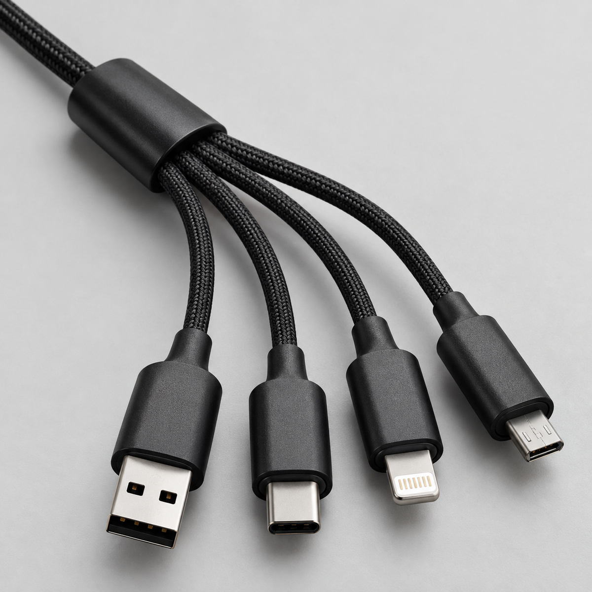 4-in-2 Multi-Connector Charging Cable, 5 ft