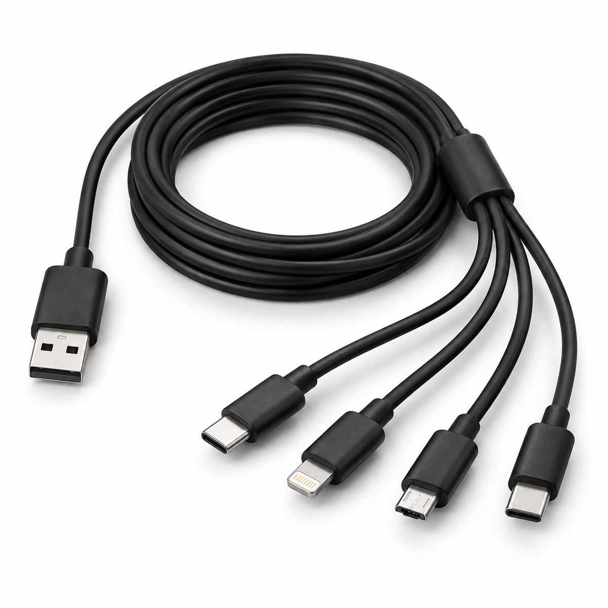 4-in-2 Multi-Connector Charging Cable, 5 ft