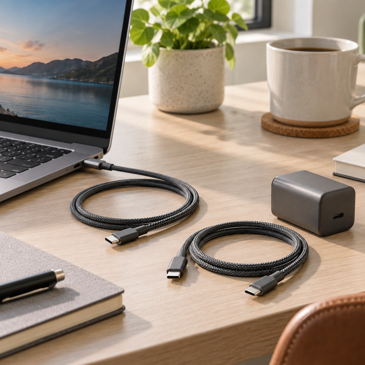 60W USB-C to USB-C Charging Cable, 2-Pack, 6 ft